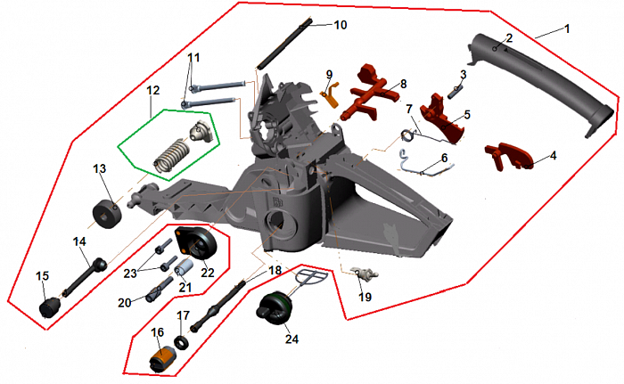 6 БАК - АМОРТИЗАТОР - ПРОБКА БЕНЗОПИЛА CHAMPION 265