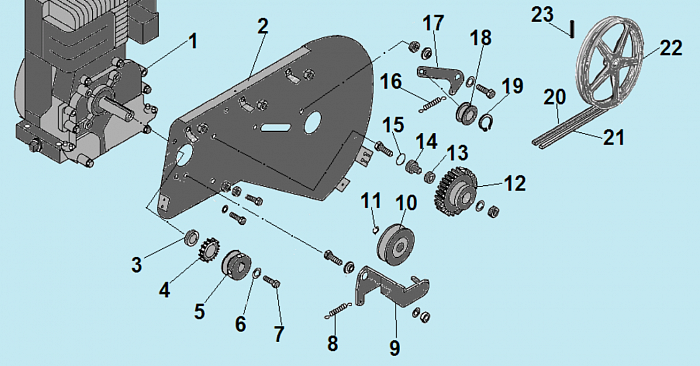 1 РЕМЕНЬ - ШКИВ - ДВИГАТЕЛЬ КУЛЬТИВАТОР CHAMPION ВC5712