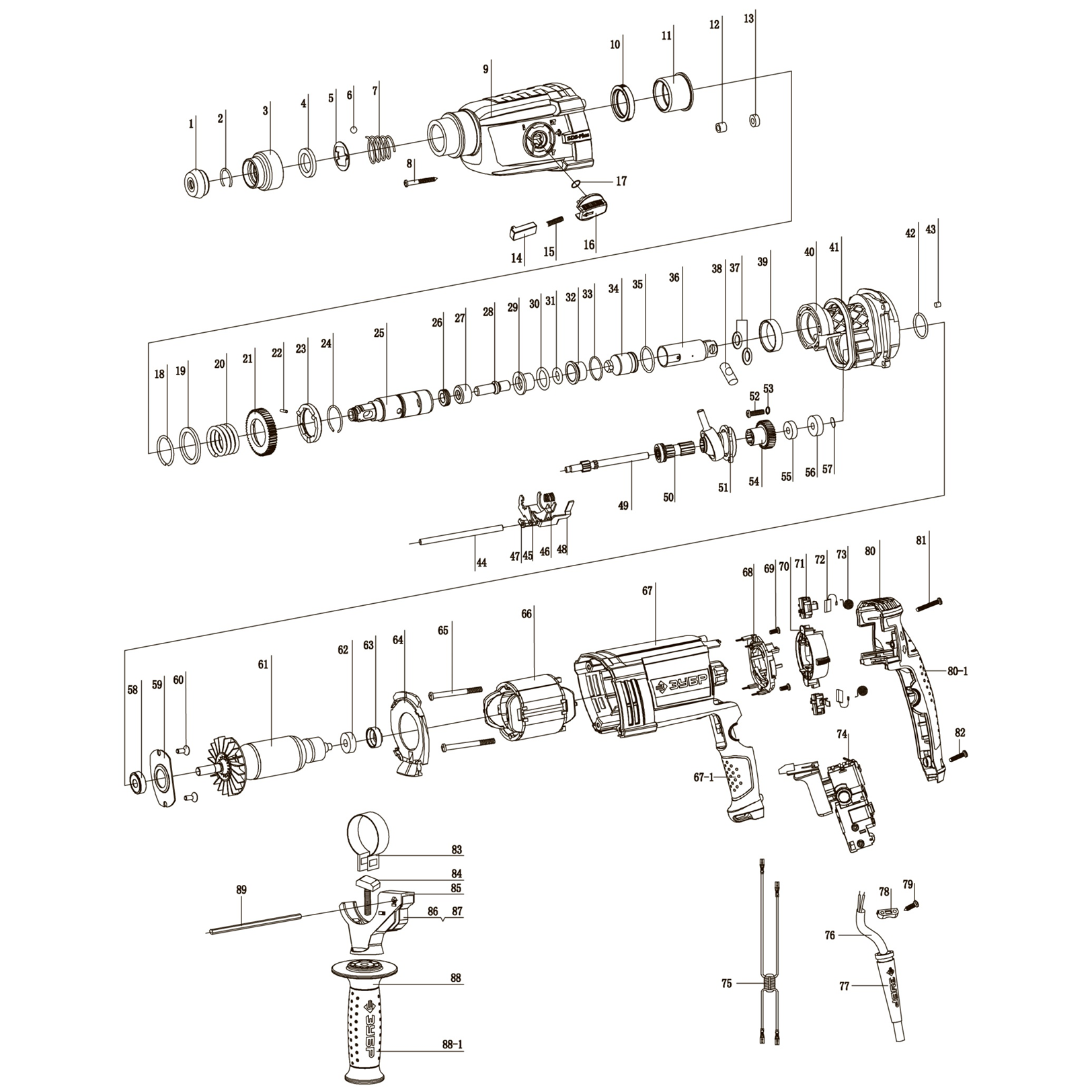 Перфоратор SDS-plus с металлическим редуктором ЗП-32-1100 К